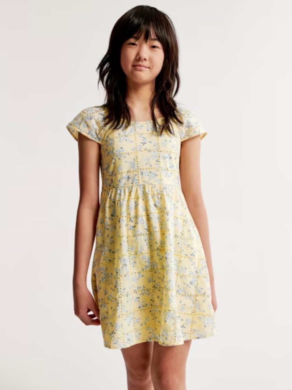 abercrombie kids flutter sleeve embroidered mini dress